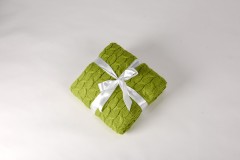 Плед вязанный люкс «Косички» (салатовый, 1,5-спальный, 100% акрил, размер 152х127+20 см) - Фото 1