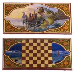 Нарды-шашки большие «Рыбалка» (60х30 см) - Фото 3
