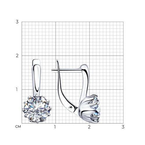 Серьги из серебра с фианитами