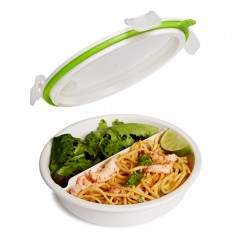 Ланч — бокс малый «Round», белый/ зеленый - Фото 1