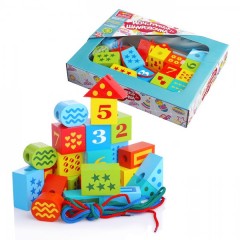 Деревянный конструктор «Шнуровочка с цифрами» (30 деталей, 3 шнура) - Фото 1