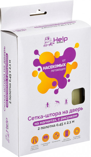 Сетка-штора на дверь противомоскитная (2 шт, 45х210 см)