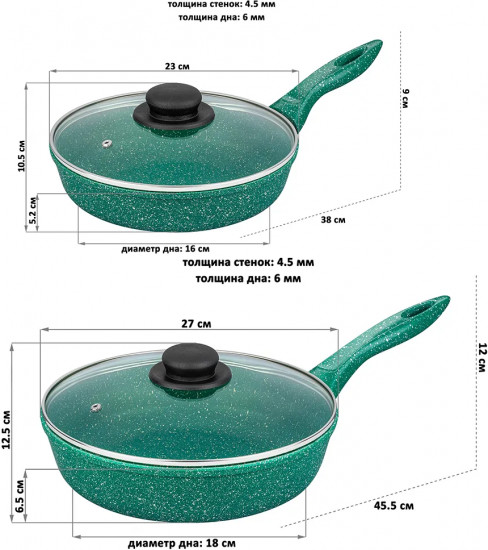 Набор сковород с крышками «Изумруд»