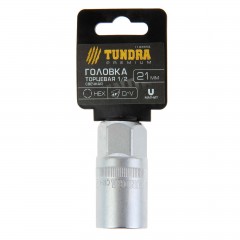 Головка торцевая свечная «TUNDRA premium» 6-гранная, 1/2", 21 мм, CrV - Фото 1
