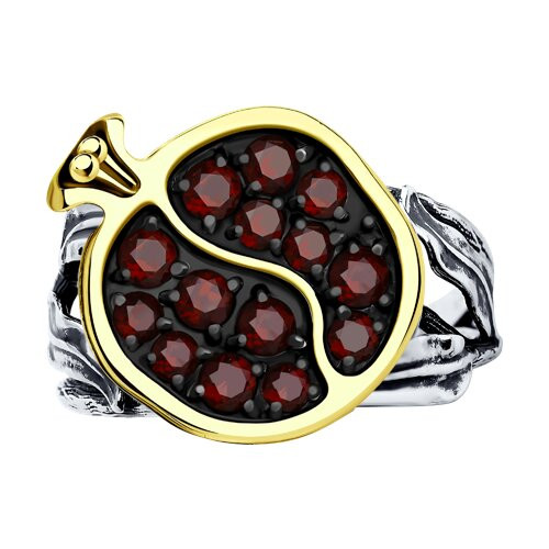 Кольцо из золочёного серебра с гранатами