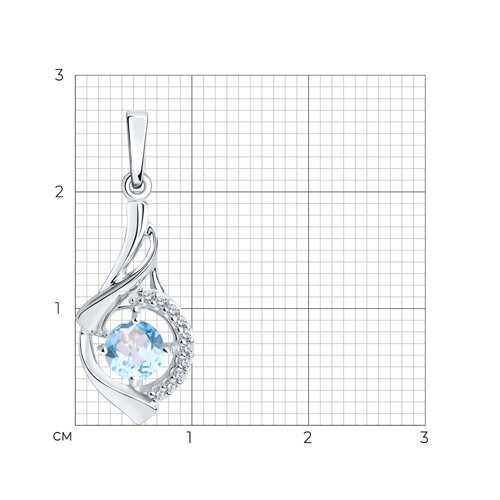 Подвеска из серебра с топазом и фианитами
