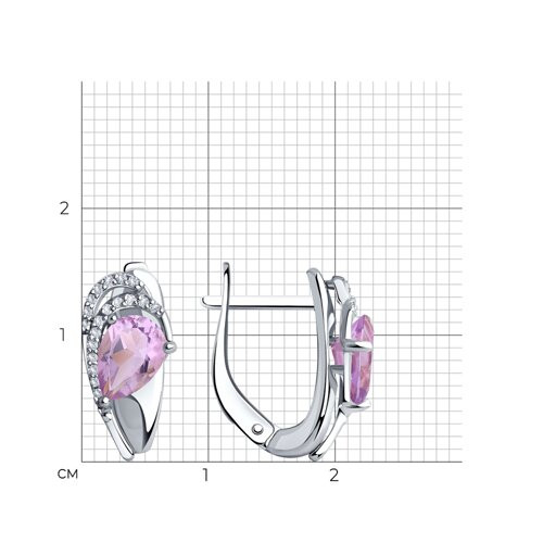 Серьги из серебра с аметистами и фианитами
