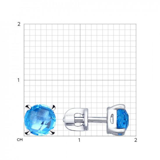 Серьги-пусеты из серебра с топазами