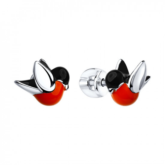 Серьги-пусеты из серебра с эмалью