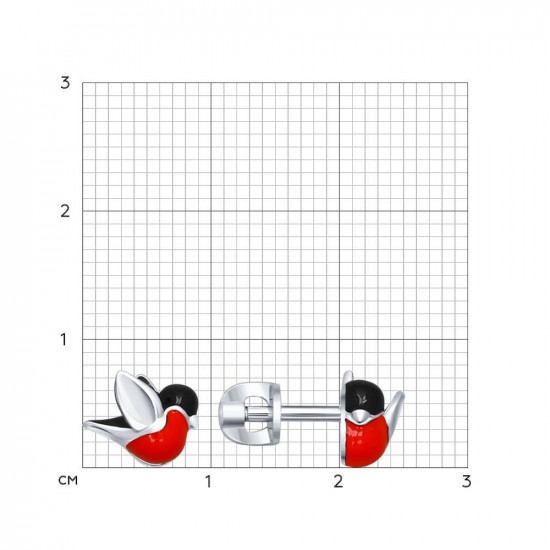 Серьги-пусеты из серебра с эмалью