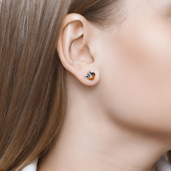 Серьги-пусеты из серебра с эмалью