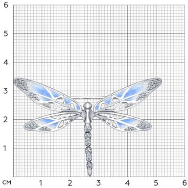 Брошь из серебра с эмалью с фианитами
