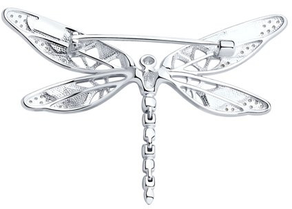 Брошь из серебра с эмалью с фианитами