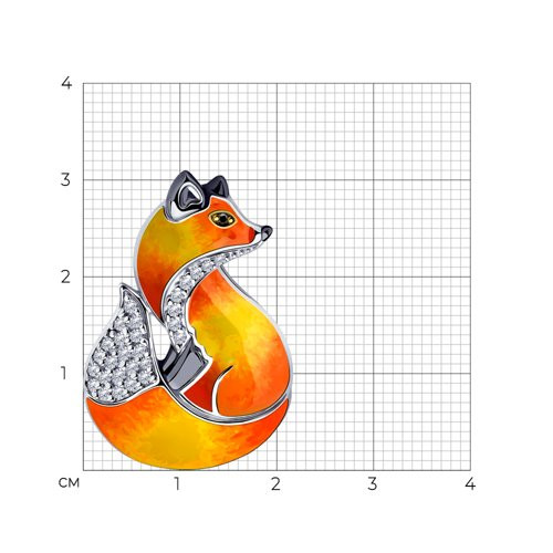 Брошь из золочёного серебра с фианитами и эмалью