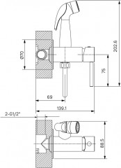 Смеситель встраиваемый c гигиеническим душем - Фото 1