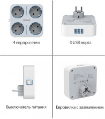 Фильтр сетевой Tessan TS-302-DE - Фото 1