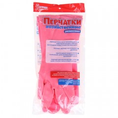Перчатки хозяйственные латекс + вельвет внутри, размер L - Фото 1