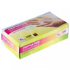 Перчатки хозяйственные виниловые одноразовые размер М, 100 шт - Фото 1