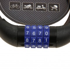 Замок навесной велосипедный кодовый 12x600 мм, черный - Фото 2