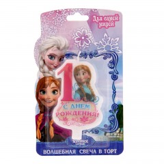 Свеча в торт «С днем рождения!», цифра 1, Холодное сердце - Фото 2