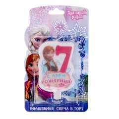 Свеча в торт «С днем рождения!», цифра 7, Холодное сердце - Фото 2