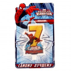 Свеча в торт «С днем рождения!», цифра 7, Человек-Паук - Фото 2