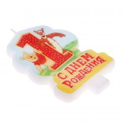 Свеча в торт «С днем рождения», цифра 1, Медвежонок Винни - Фото 3