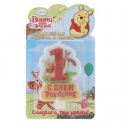 Свеча в торт «С днем рождения», цифра 1, Медвежонок Винни - Фото 2