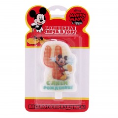 Свеча в торт «С днем рождения!», цифра 4, Микки Маус - Фото 2