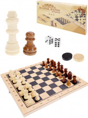 Игра настольная 3 в 1 «Шахматы, шашки и нарды» - Фото 4