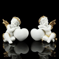 Сувенир «Спящий ангел на сердце» золотистый - Фото 1