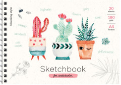 Скетчбук для акварели «Cute plants» - Фото 3