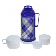 Термос 1,8 литра, «Клеточки», 1 кружка, 1 чашка, цвет в ассортименте - Фото 1