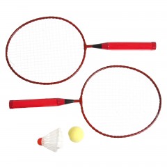 Бадминтон детский, набор 4 предмета: 2 металлические ракетки, волан, мяч, сетка, цвет в ассортименте - Фото 1