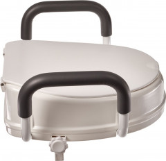 Сиденье-насадка для унитаза с поручнями и крышкой - Фото 3