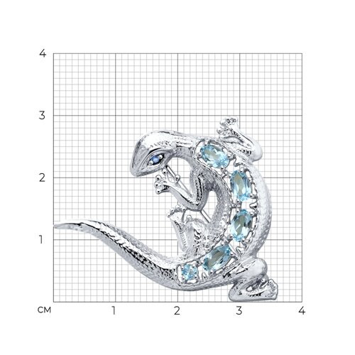 Брошь из серебра с топазами и фианитами