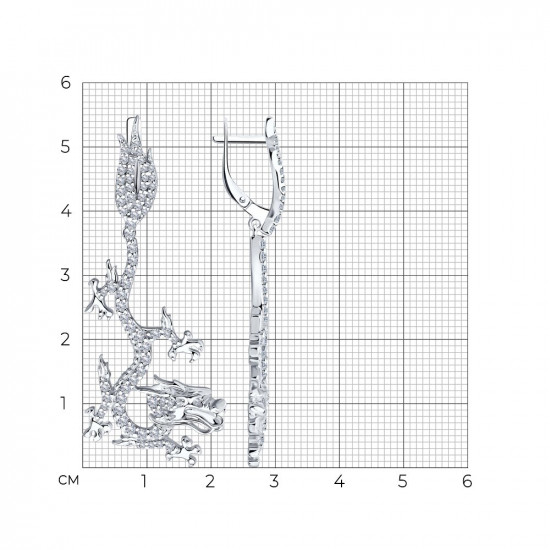 Серьги из серебра с фианитами