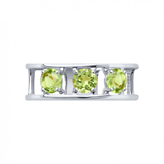 Кольцо из серебра с хризолитами