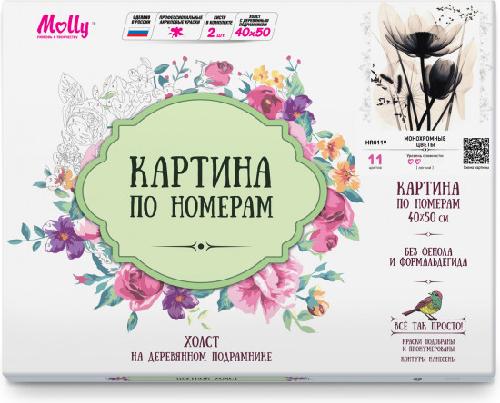 Картина по номерам «Монохромные цветы»