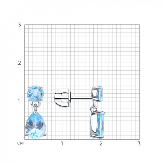 Серьги из серебра с топазами