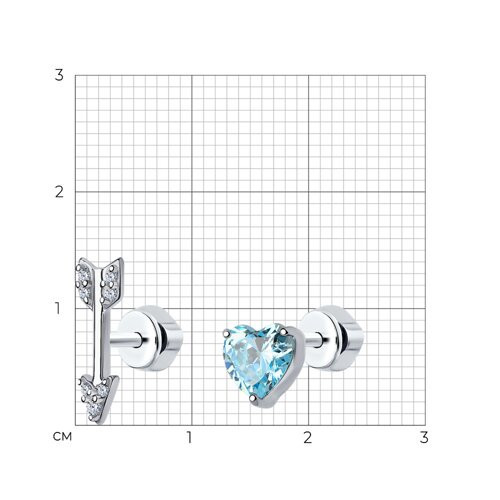 Серьги из серебра с фианитами