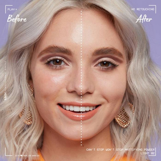 Пудра матирующая, оттенок 02, Light