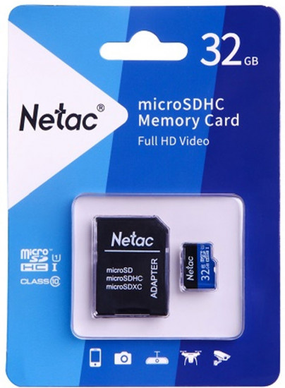 Карта памяти MicroSD Netac с адаптером