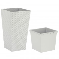 Кашпо «Ротанг», цвет белый - Фото 1