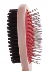Двусторонняя щетка-расческа с деревянной ручкой, цвет в ассортименте - Фото 1