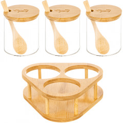 Набор банок для хранения на подставке с крышками и ложками «Crystal glass» - Фото 2