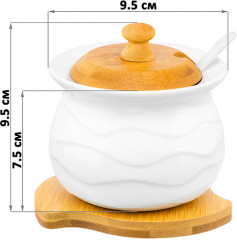 Сахарница с крышкой и ложкой на подставке «Айсберг волны» - Фото 1