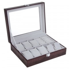 Шкатулка под часы 6 отделений и бижутерию «Кофейный питон» - Фото 1