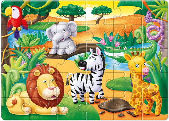 Пазл «Кто живет в джунглях»