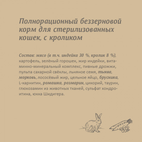 Корм для стерилизованных кошек с кроликом